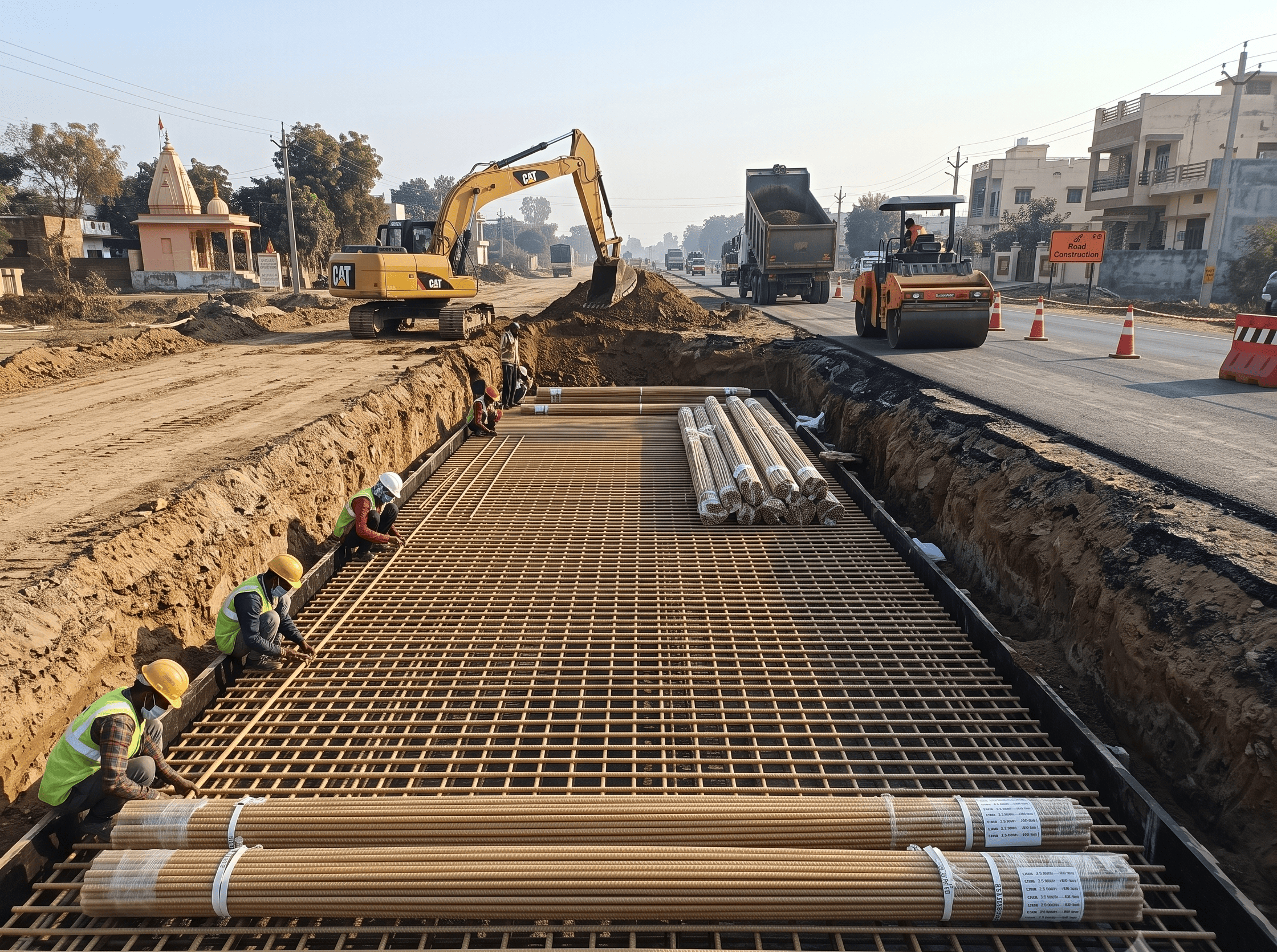 GFRP rebar road and pavement application